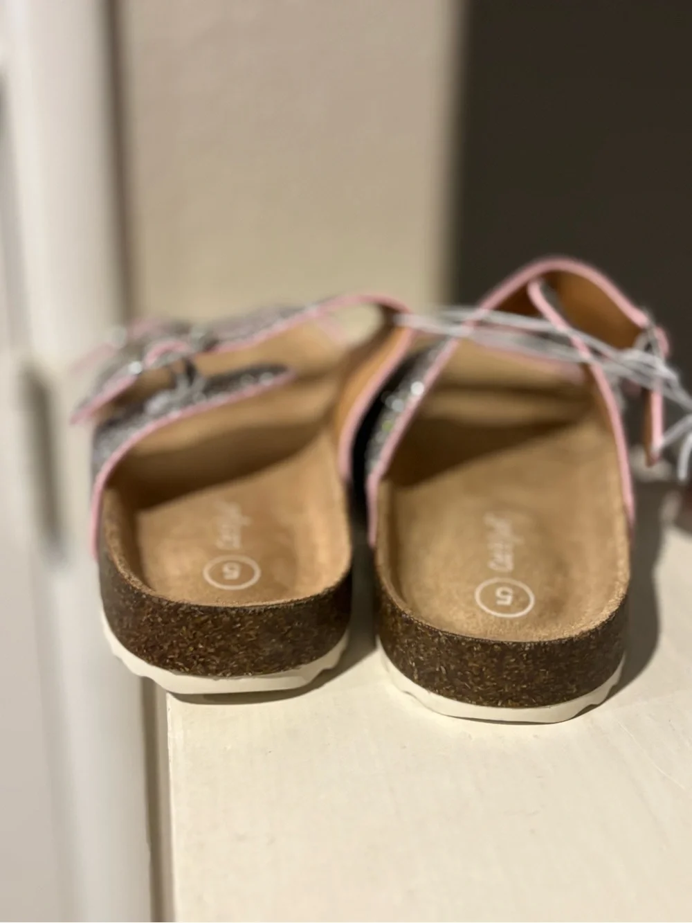 Kids' Drew Footbed Sandals Silver - Cat & Jack - Big Girl Youth Size 5 NEW